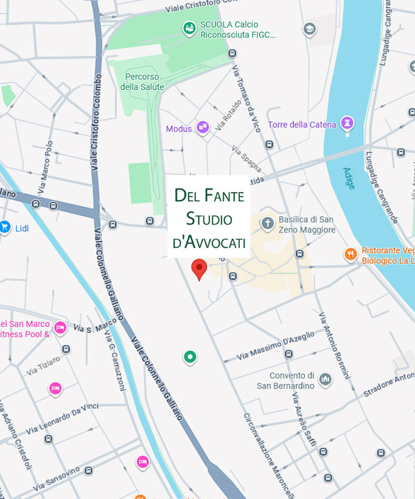 Mappa Studio del fante, Studio legale Del Fante, Studio legale, studio d'avvocati, studio legale verona, avvocati verona, avvocato verona
