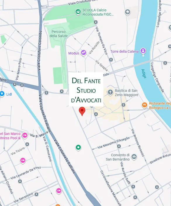 Mappa Studio del fante, Studio legale Del Fante, Studio legale, studio d'avvocati, studio legale verona, avvocati verona, avvocato verona